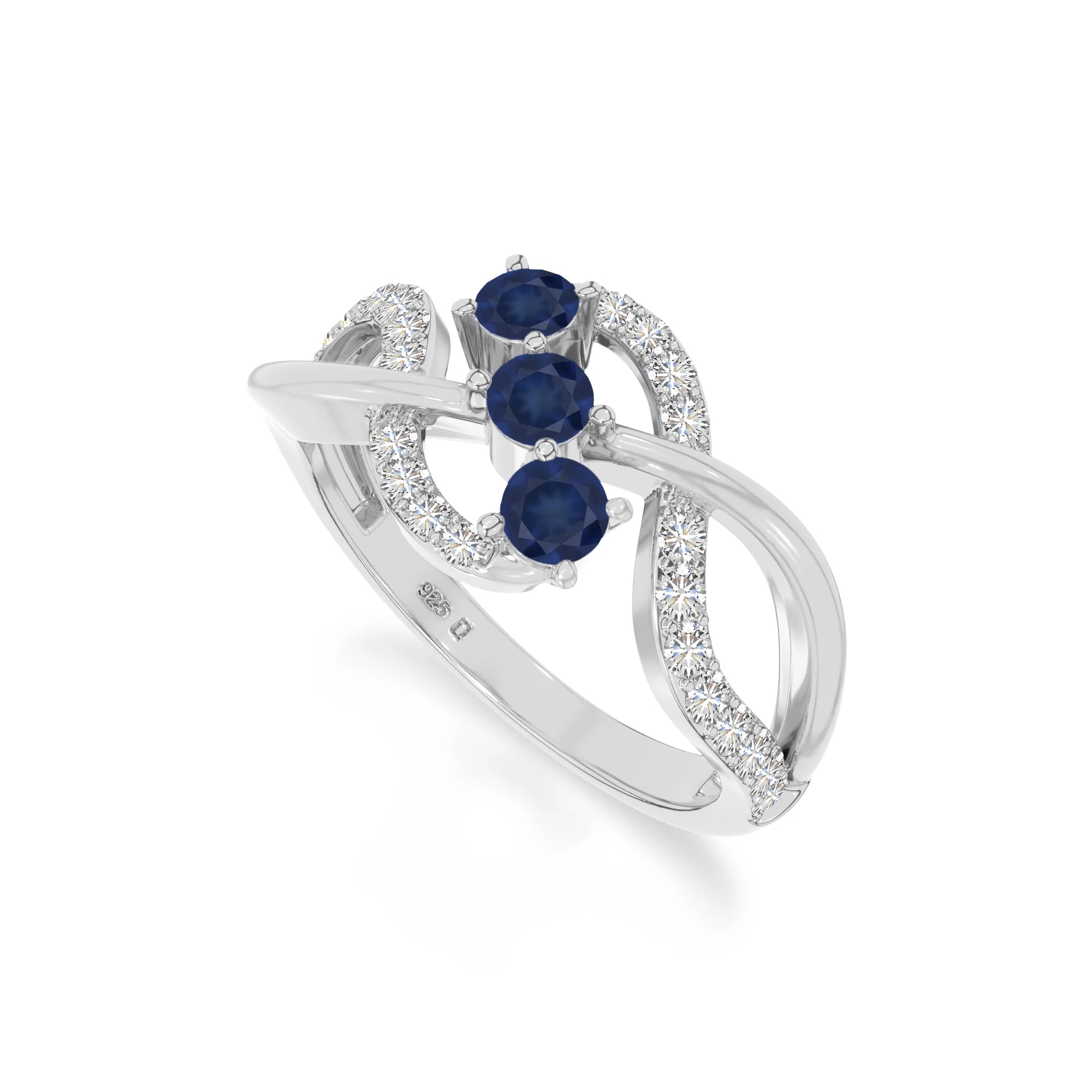 natural blue sapphire infinity promise rings in sterling silver 