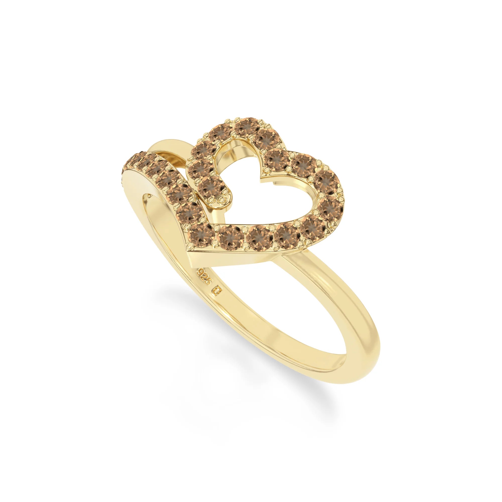 natural citrine heart promise rings in yellow gold vermeil