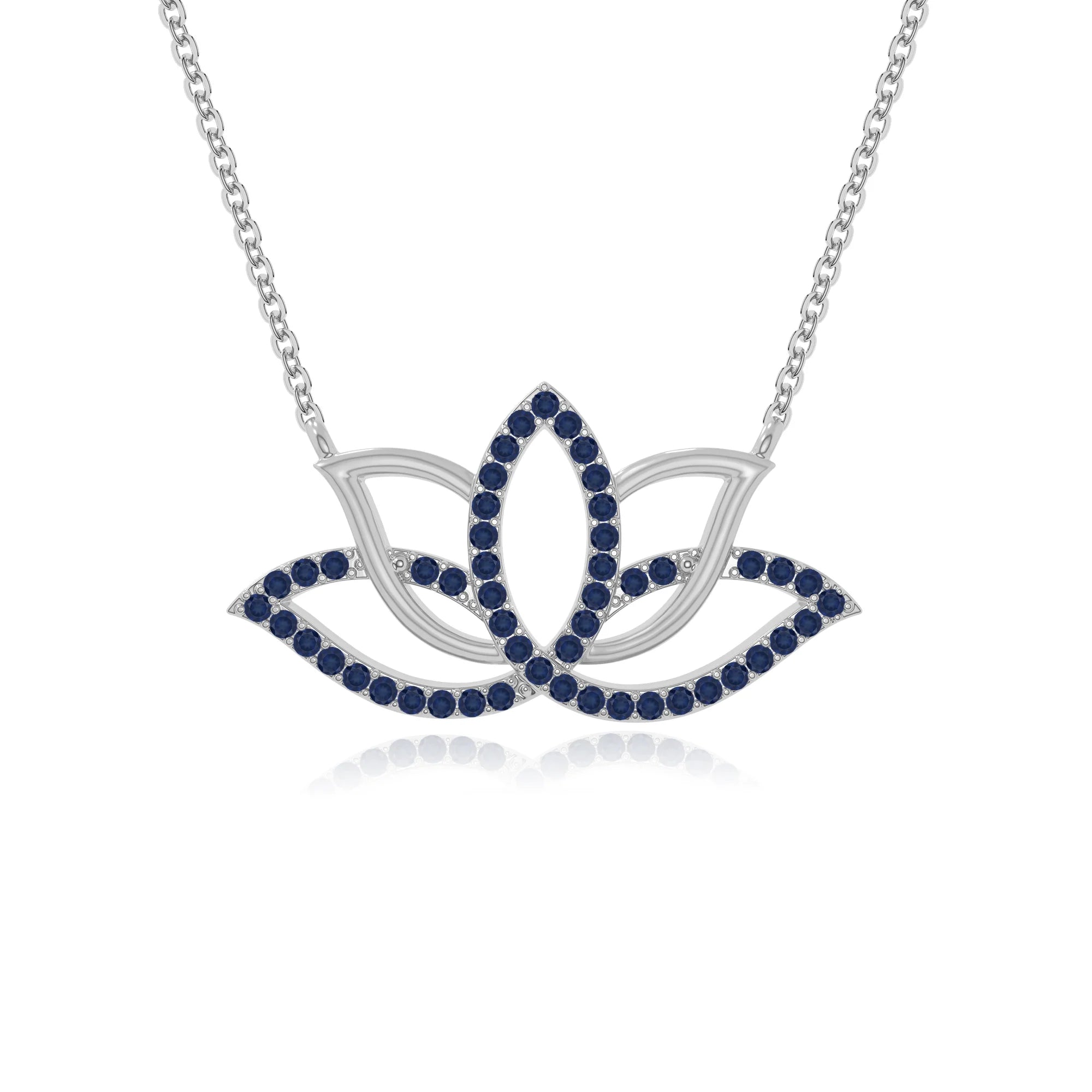 natural blue-sapphire lotus flower necklaces in sterling silver 