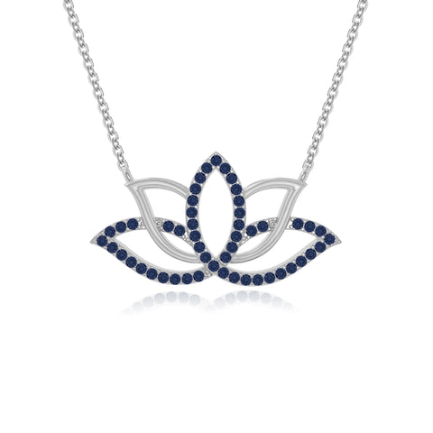 natural blue-sapphire lotus flower necklaces in sterling silver 