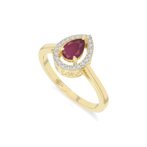 natural ruby solitaire halo engagement rings in yellow gold vermeil