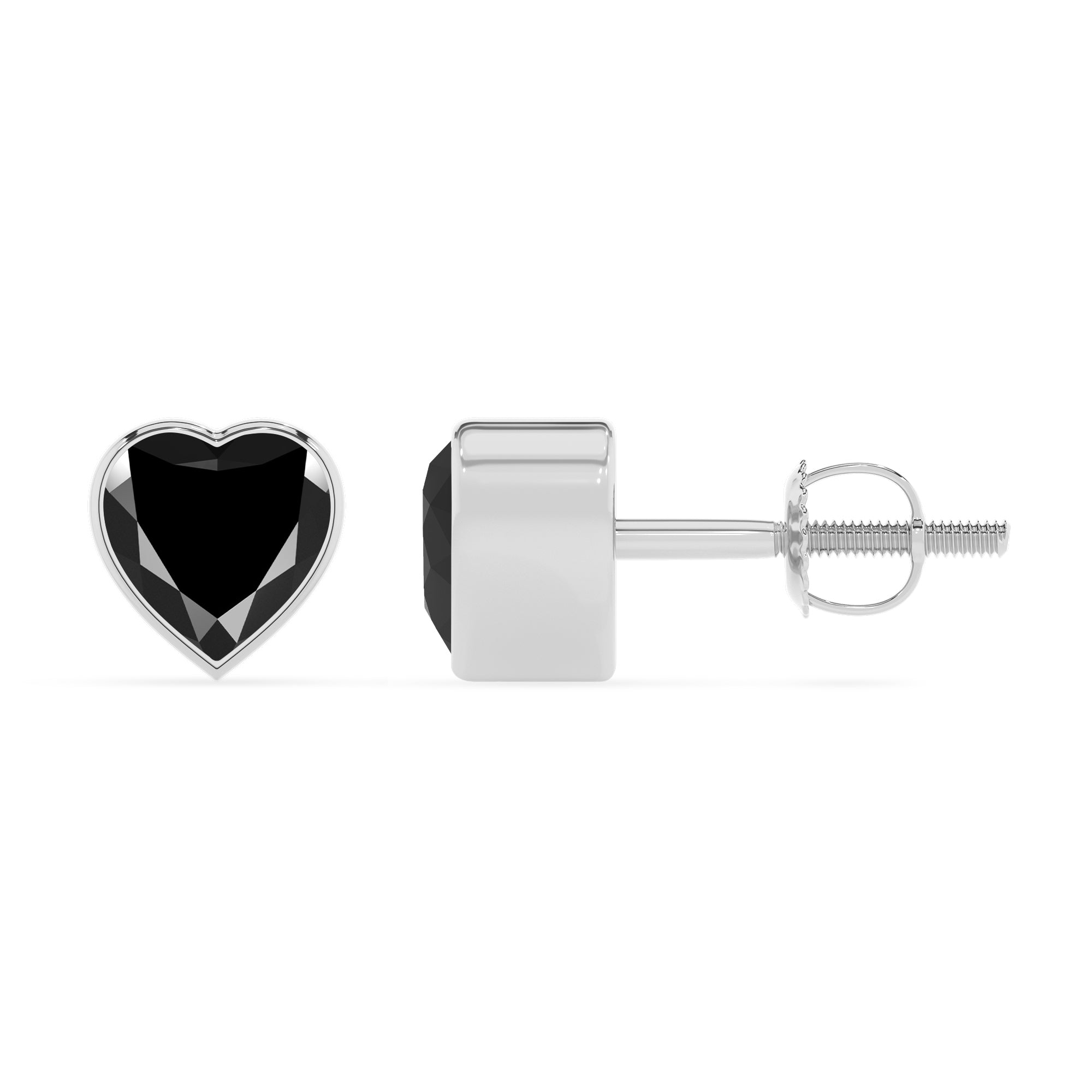 natural black onyx heart stud earrings 