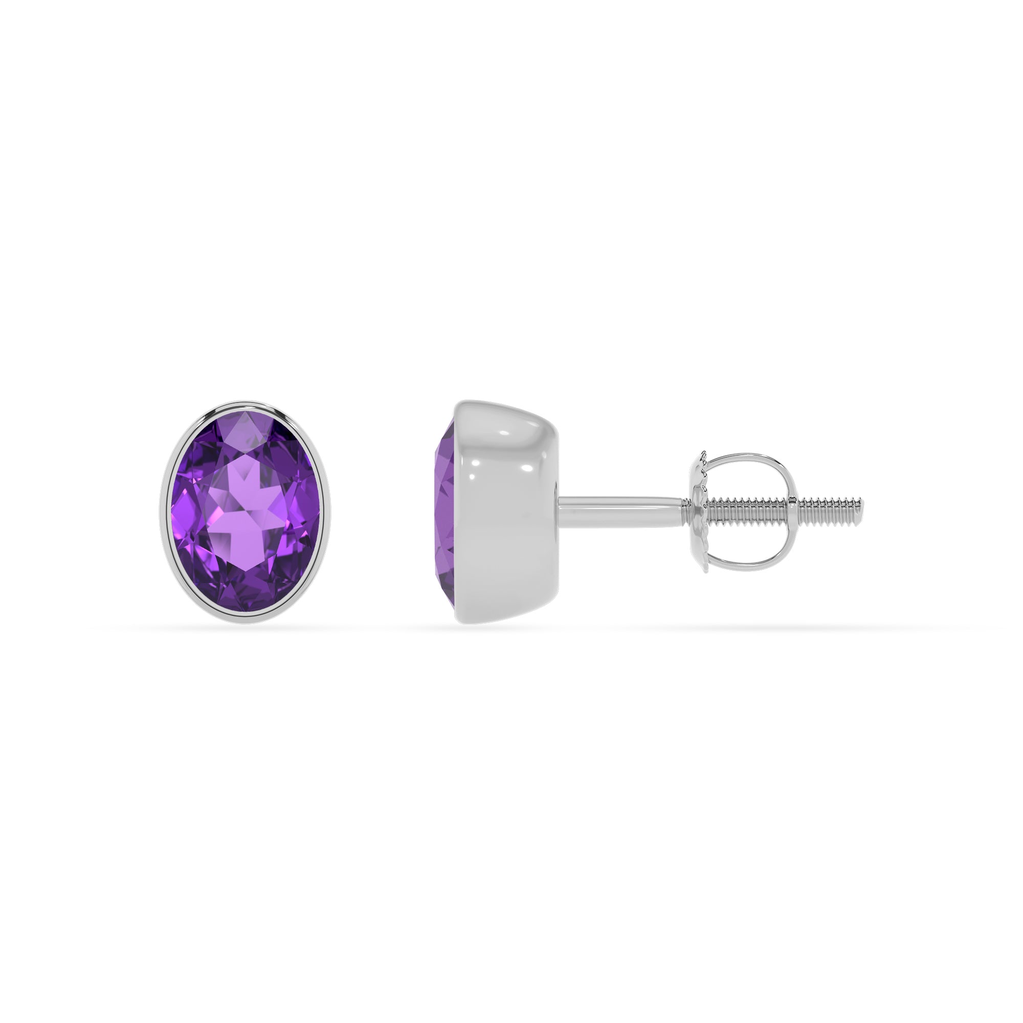 lab grown amethyst oval stud earrings 