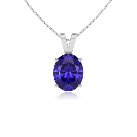 natural tanzanite oval shape solitaire v-bale pendant necklace