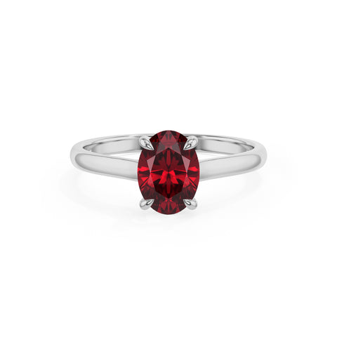 lab grown ruby oval solitaire engagement ring