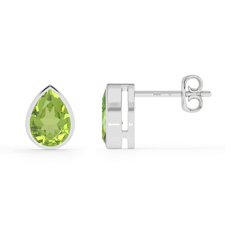 natural peridot pear shape stud earrings