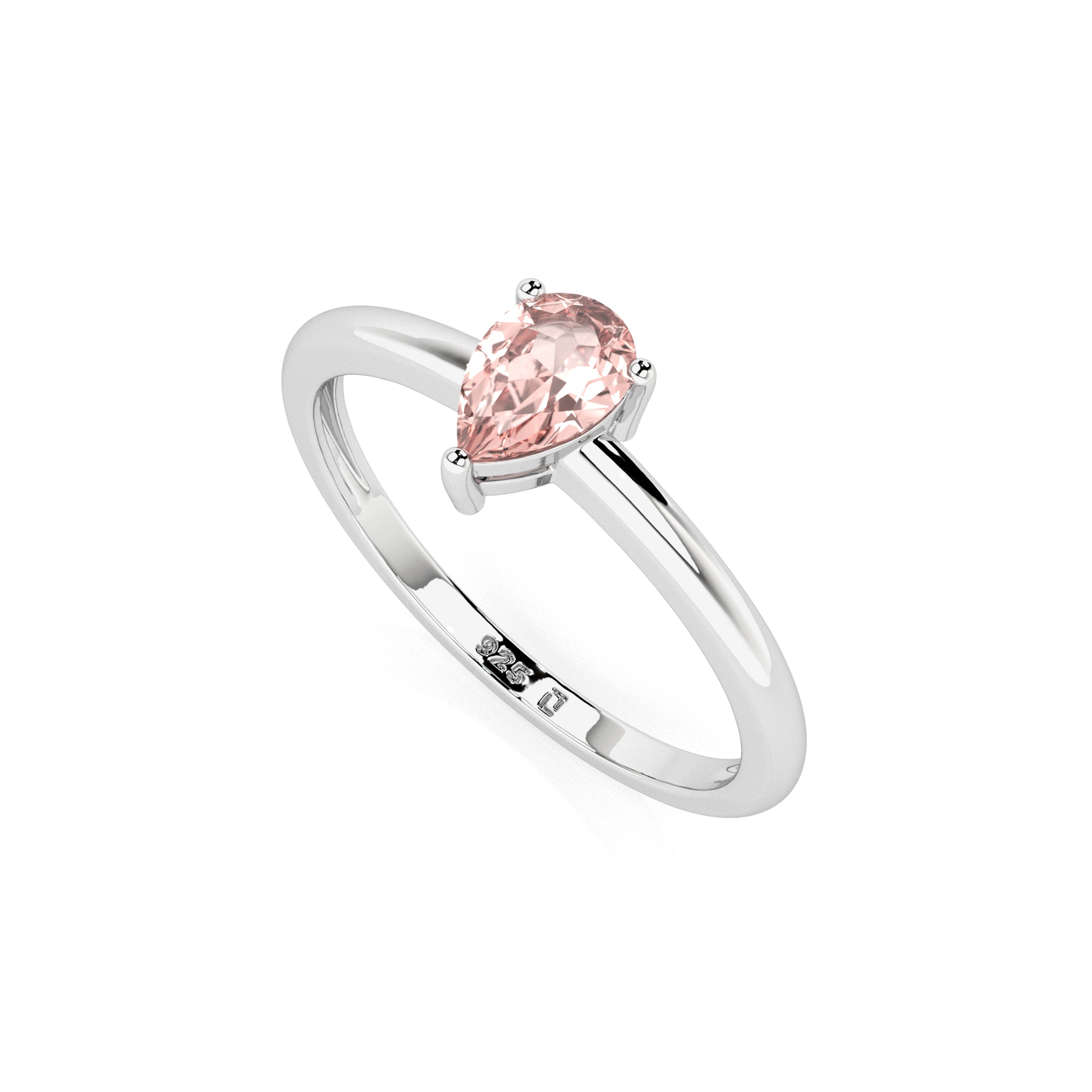 rose quartz pear cut stackable prong-set ring