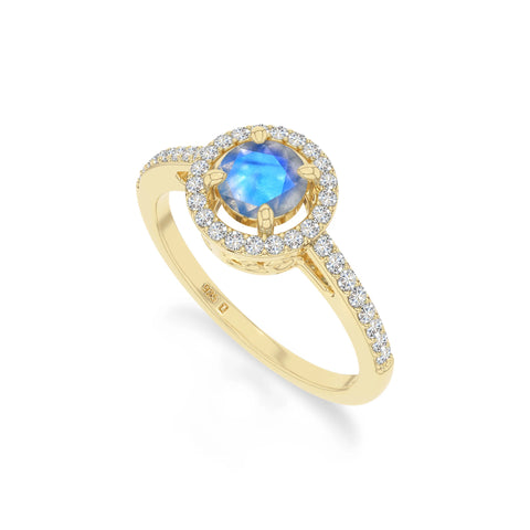 natural labradorite solitaire halo engagement rings in yellow gold vermeil