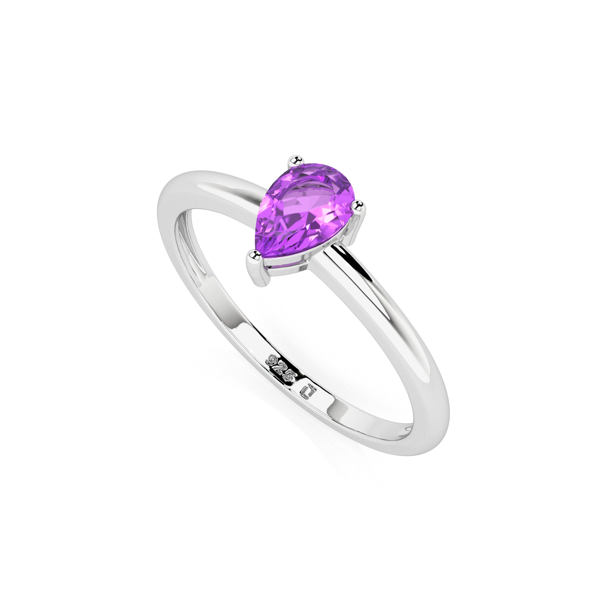 amethyst pear cut stackable prong-set ring