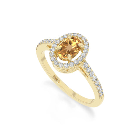 natural citrine solitaire halo engagement rings in yellow gold vermeil