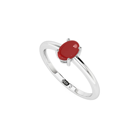 red garnet oval cab stackable prong-set ring