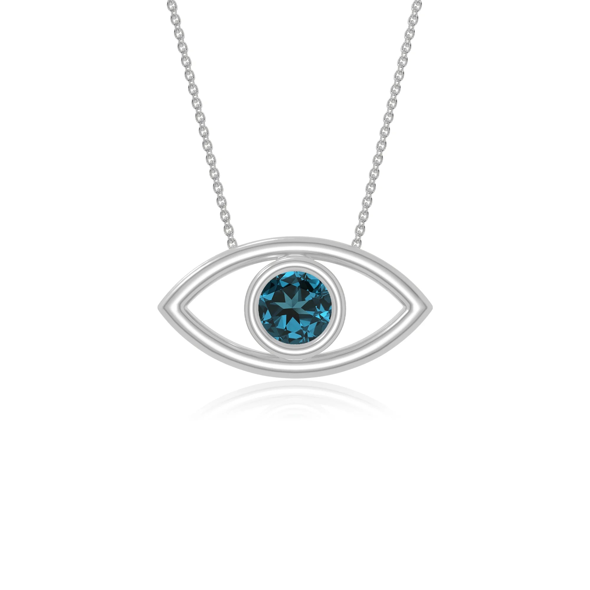 natural london-blue-topaz evil eye necklaces in sterling silver 
