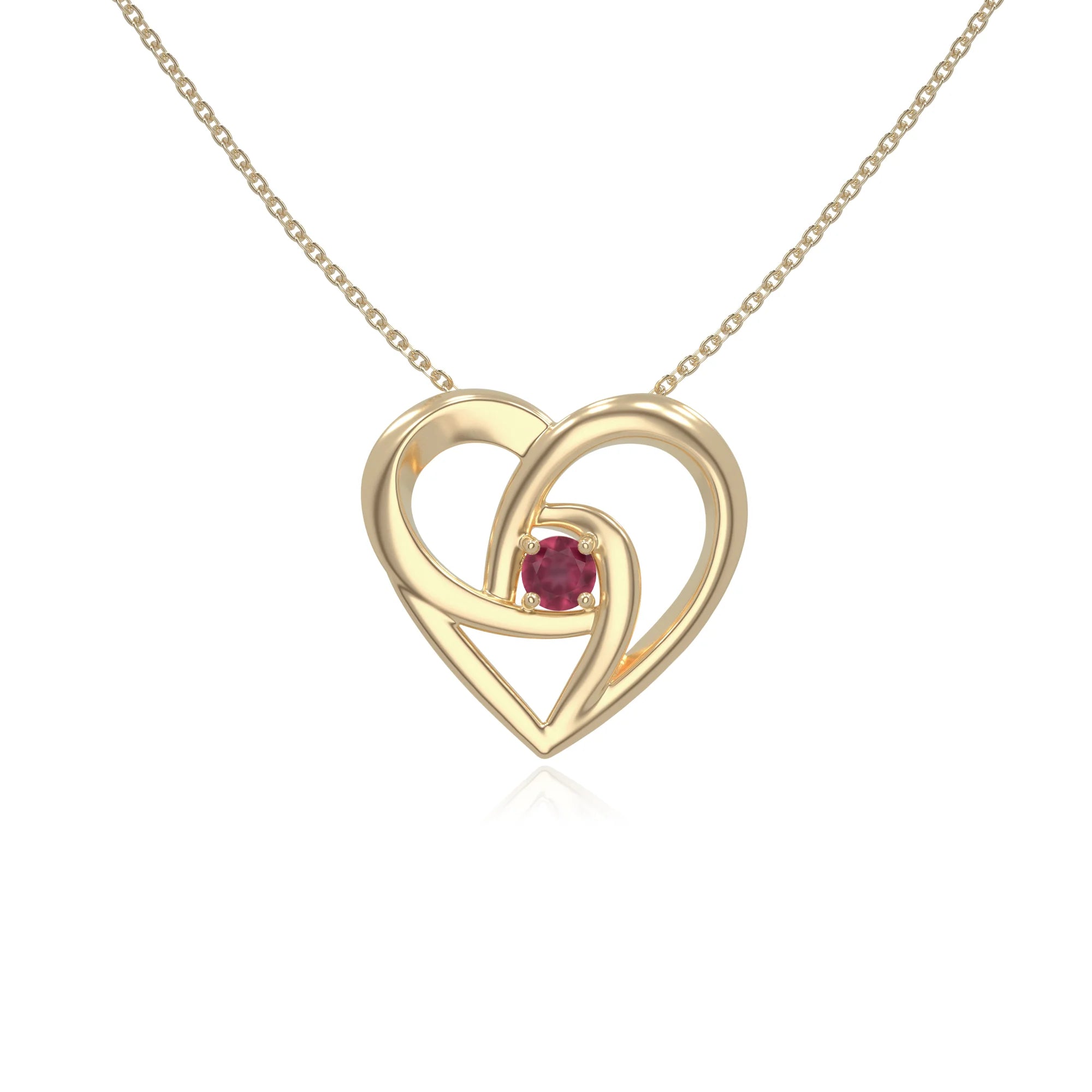 natural ruby floral heart necklaces in yellow gold vermeil 