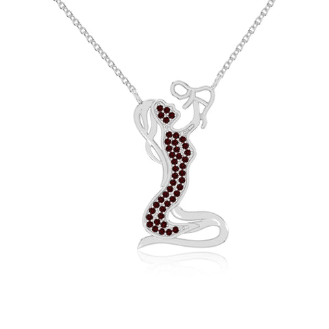 natural garnet mother child necklaces in sterling silver 