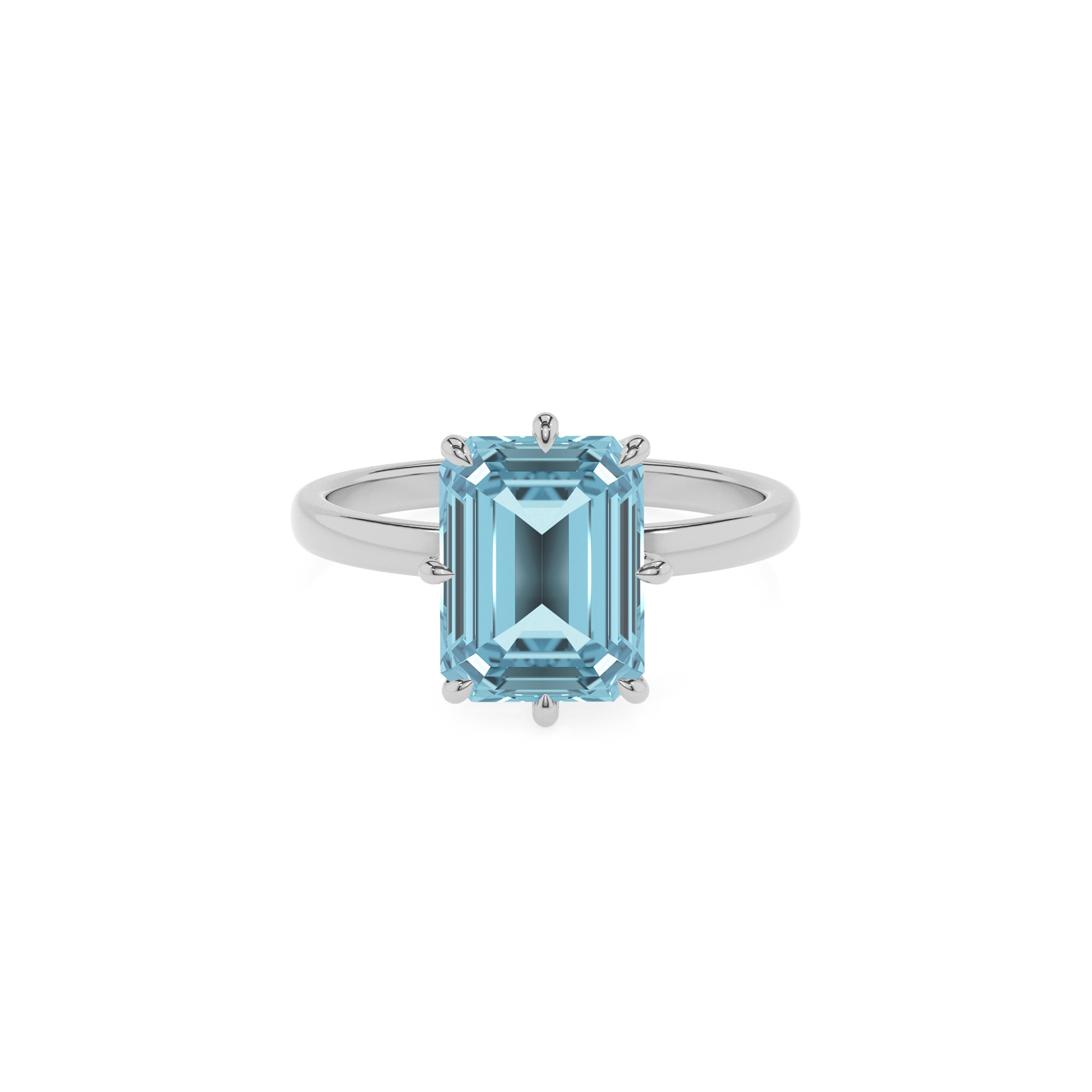 lab grown aquamarine emerald solitaire engagement ring