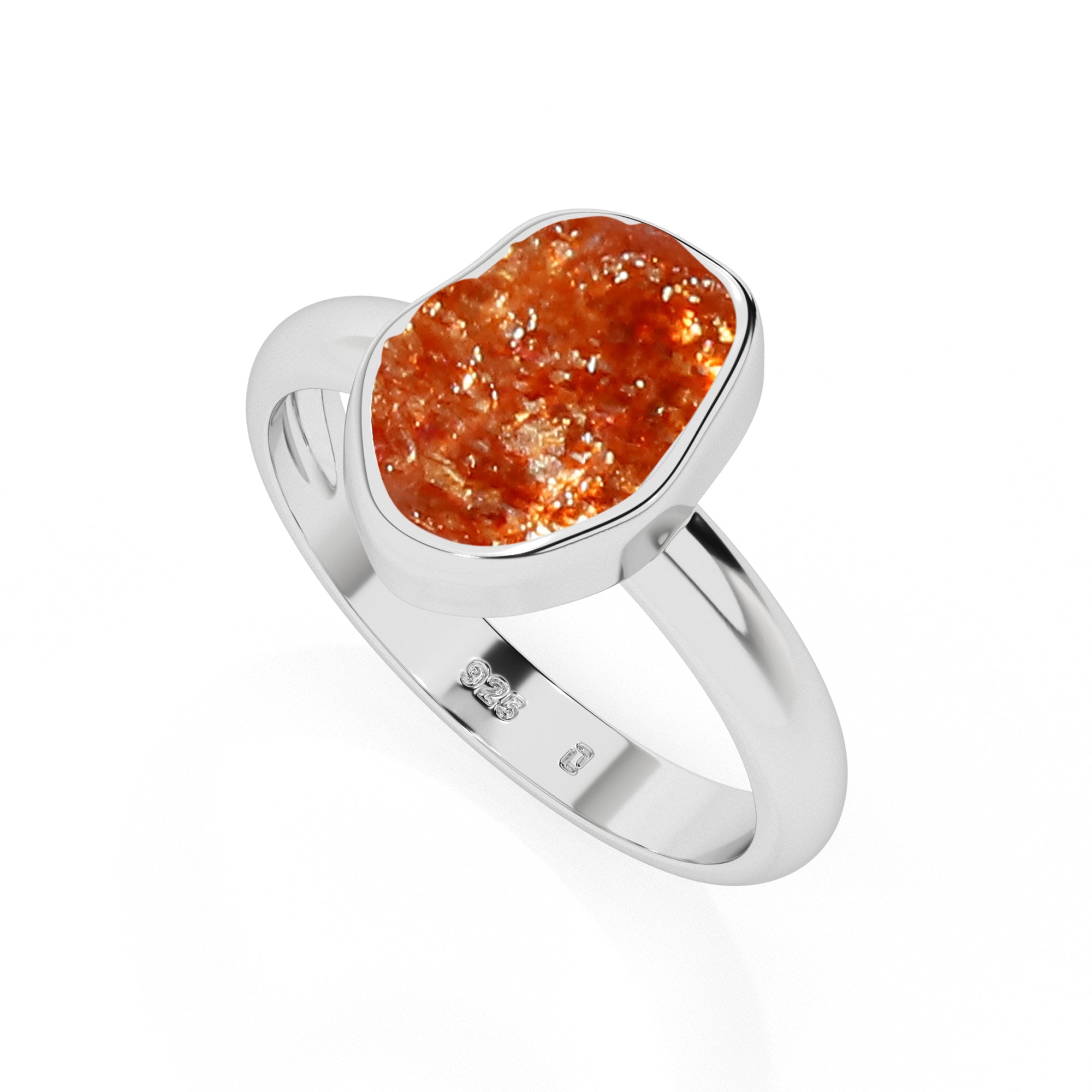 sunstone rough shape stackable bezel-set ring