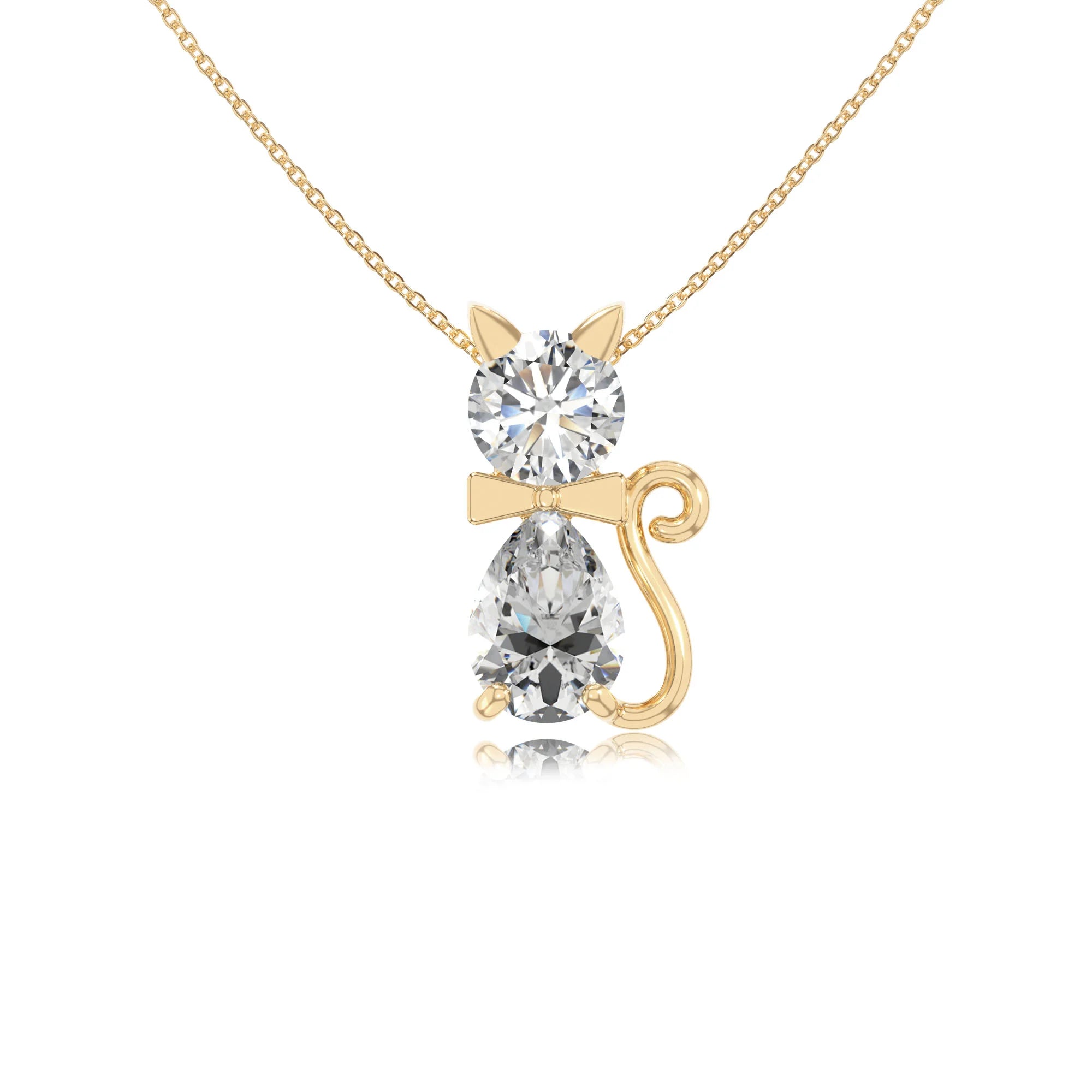 moissanite cat necklaces in yellow gold vermeil 