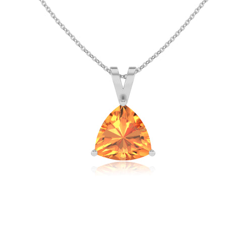 lab grown citrine trillion shape solitaire v-bale pendant necklace