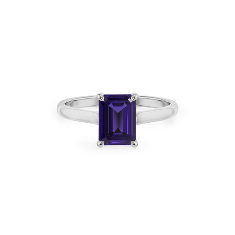 lab grown tanzanite emerald solitaire engagement ring