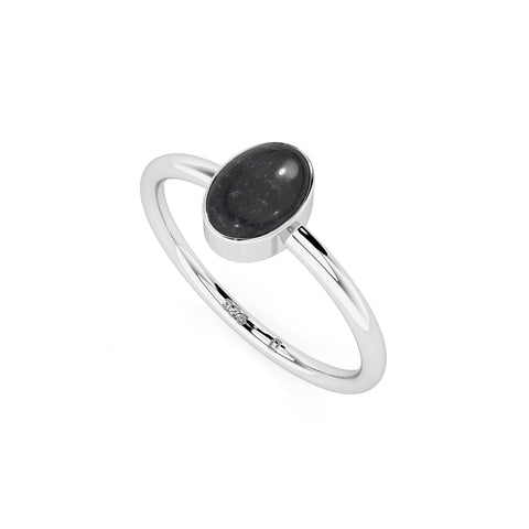 shungite oval cab stackable bezel-set ring