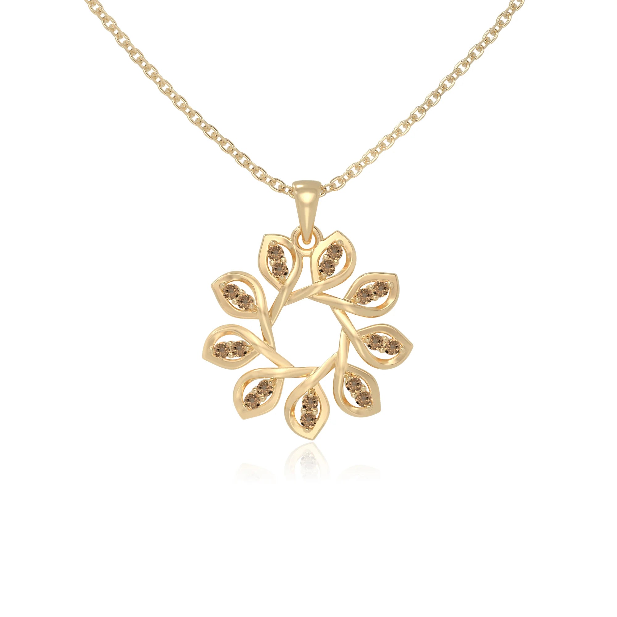 natural citrine flower necklaces in yellow gold vermeil 