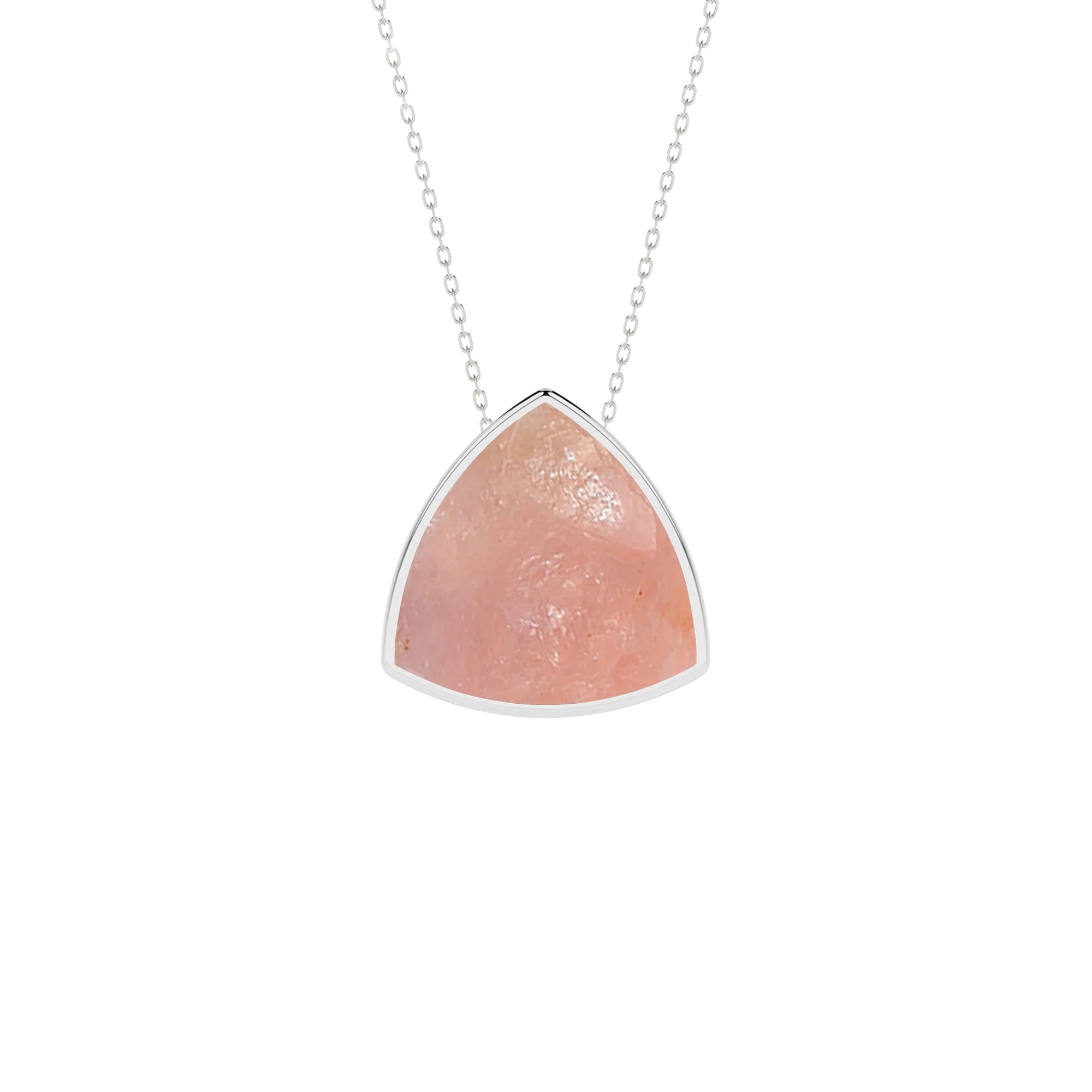 natural rose-quartz trillion shape pendant necklace
