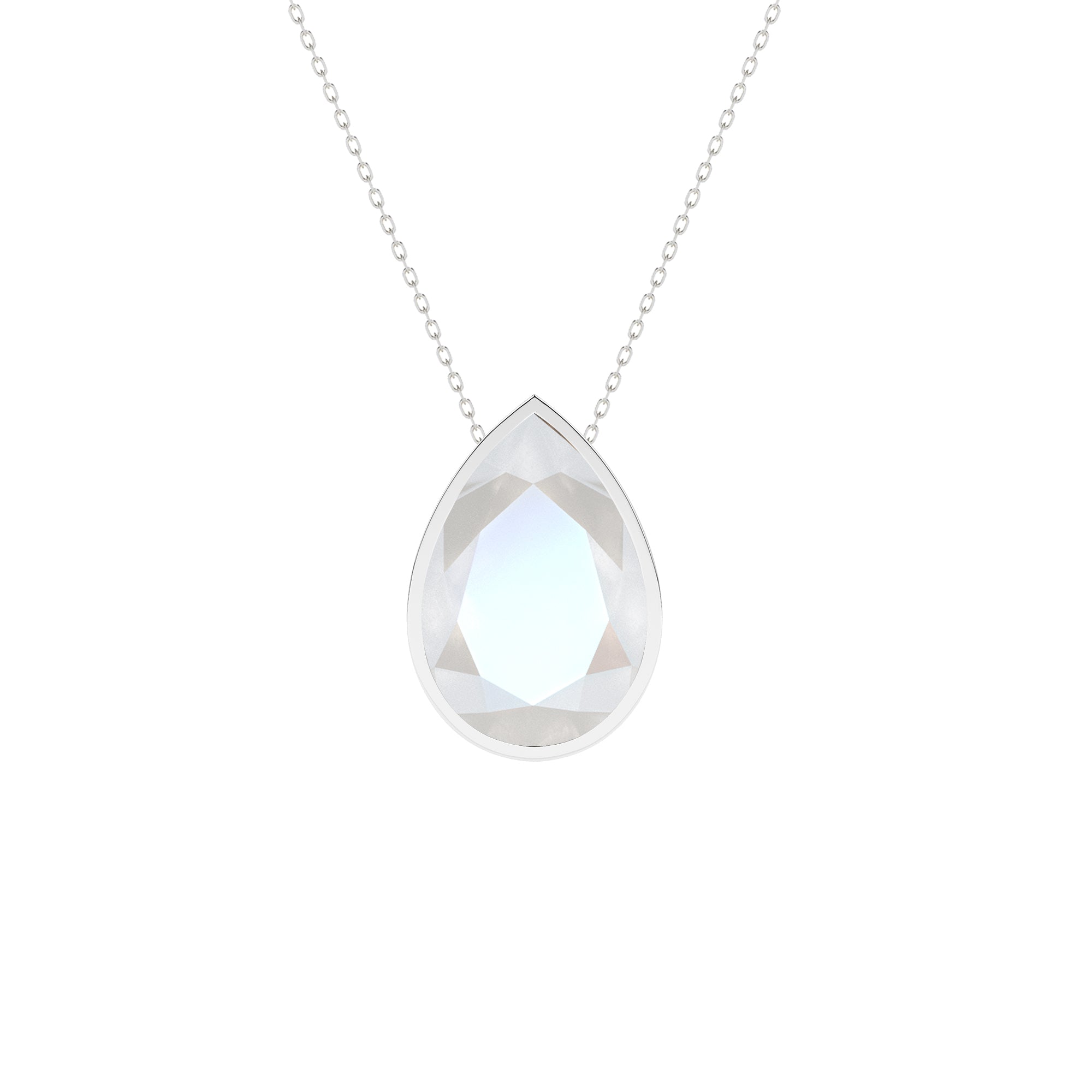 natural rainbow-moonstone pear shape pendant necklace