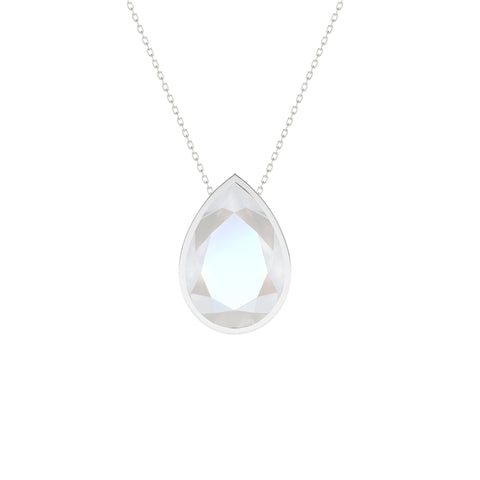 natural rainbow-moonstone pear shape pendant necklace