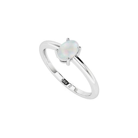 ethiopian opal oval cab stackable prong-set ring