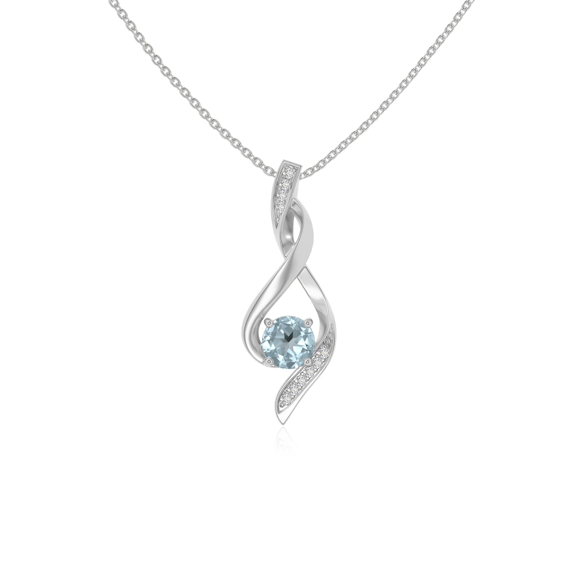 natural aquamarine infinity necklaces in sterling silver 