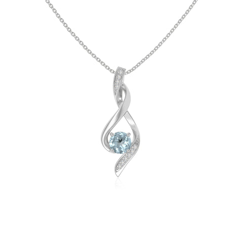 natural aquamarine infinity necklaces in sterling silver 