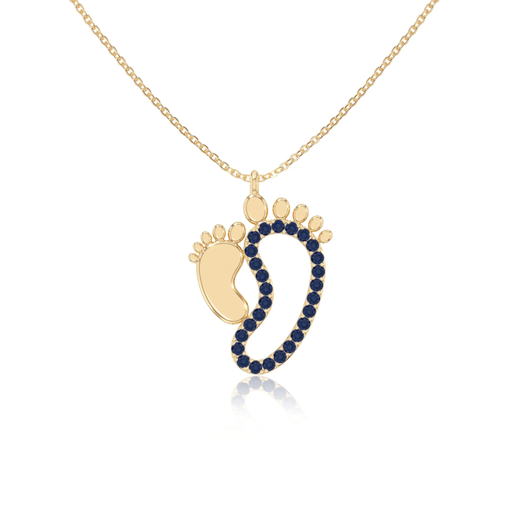 natural blue-sapphire mother child necklaces in yellow gold vermeil 