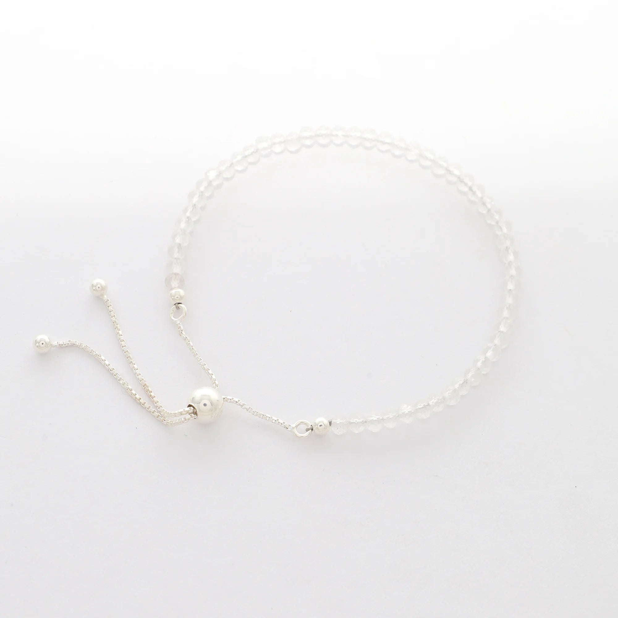 natural crystal-quartz round shape bolo bracelet