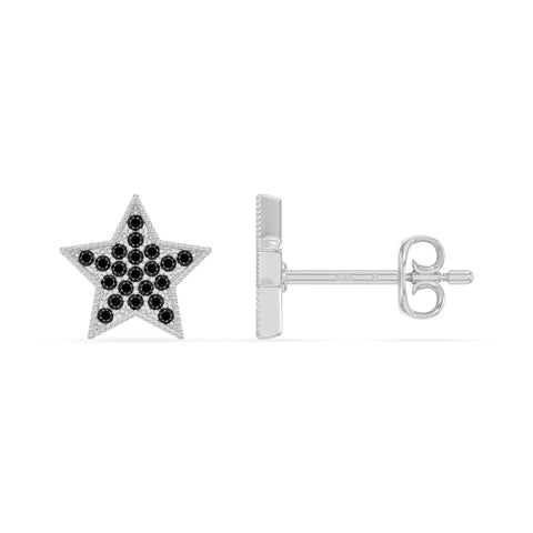 natural black-onyx star stud earrings in sterling silver 