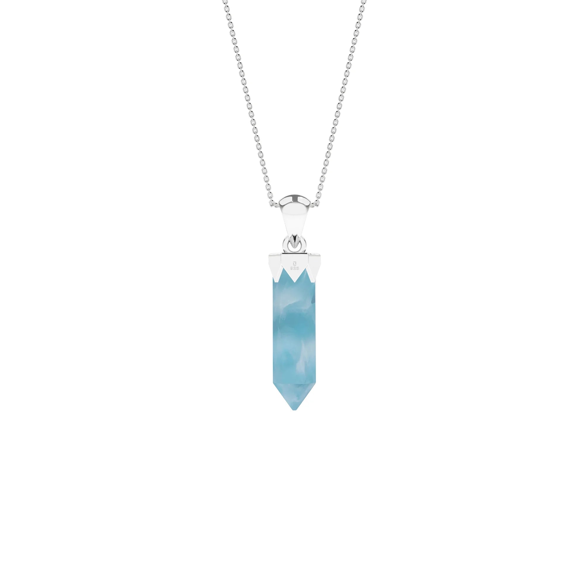 natural larimar hexagon shape pendant necklace