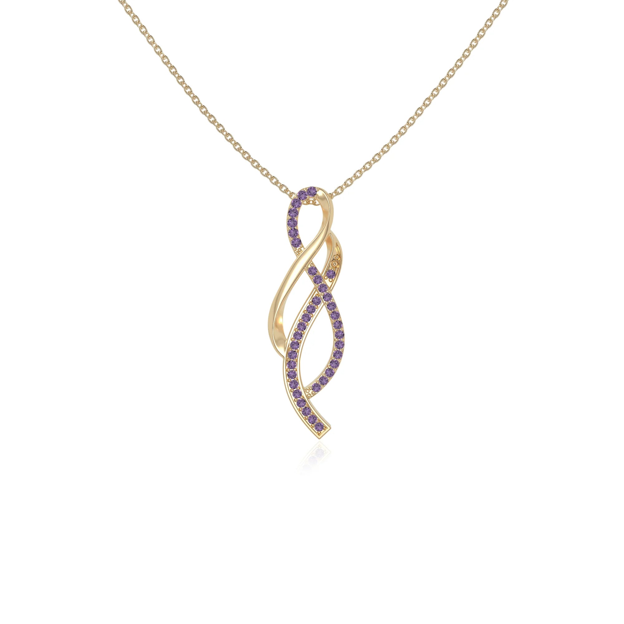 natural amethyst infinity necklaces in yellow gold vermeil 