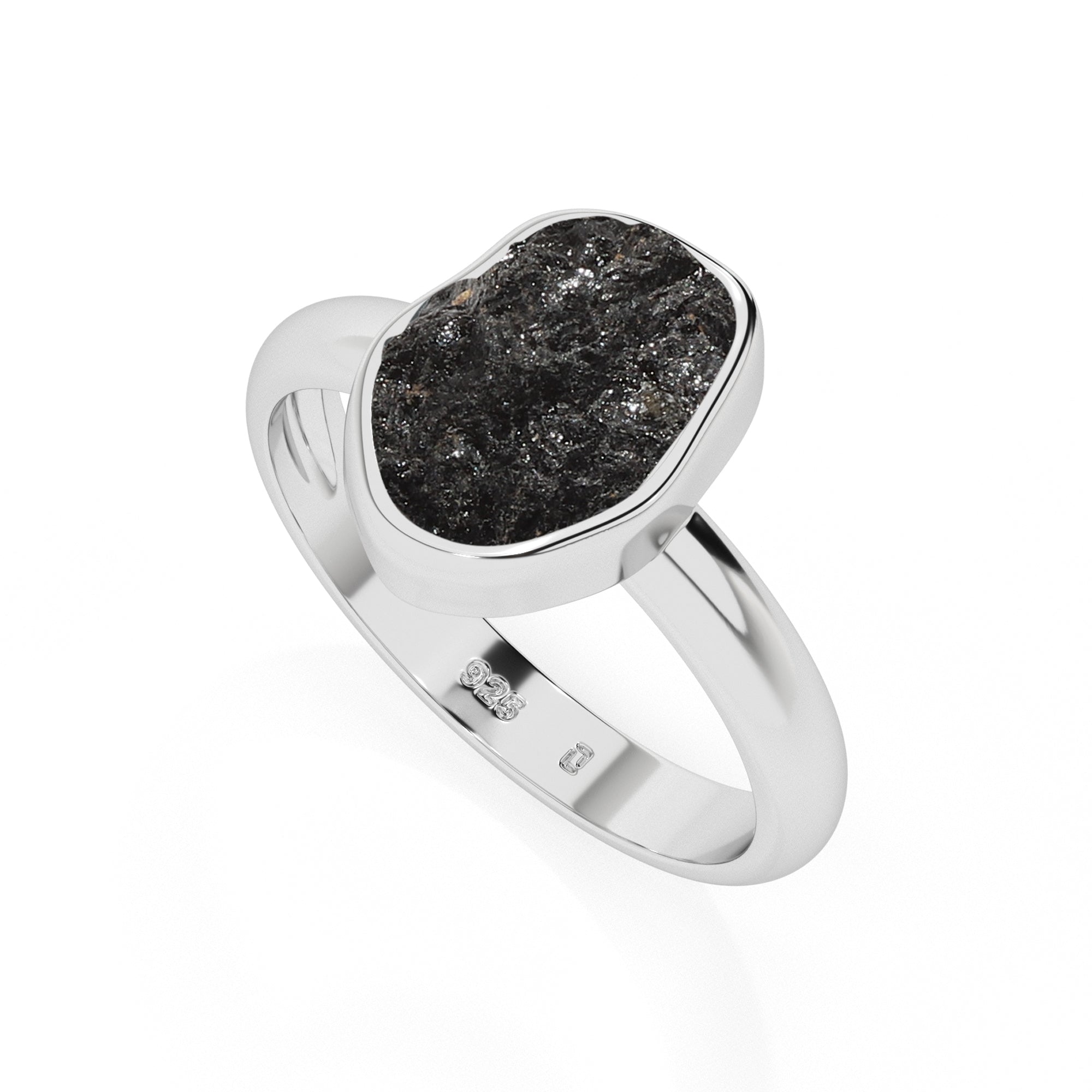 shungite rough shape stackable bezel-set ring