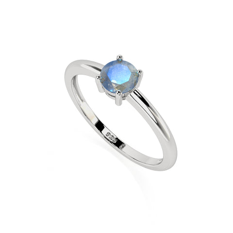 labradorite round cut stackable prong-set ring