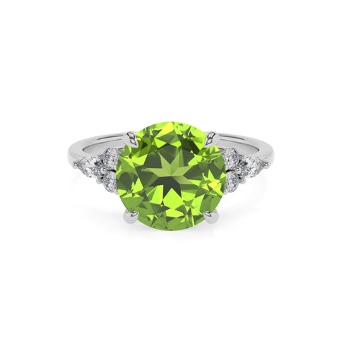 natural peridot round solitaire engagement ring