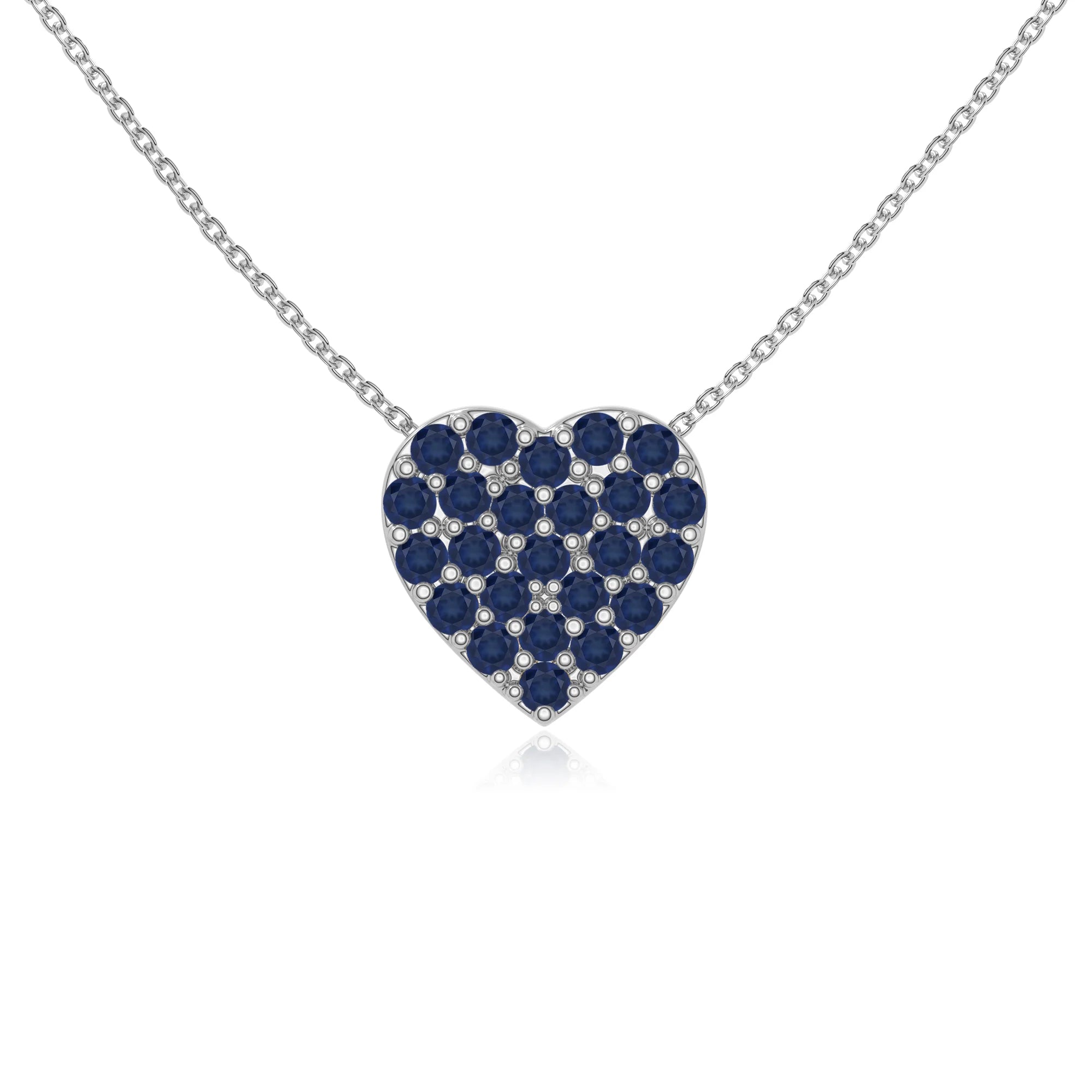 natural blue-sapphire studded heart necklaces in sterling silver 