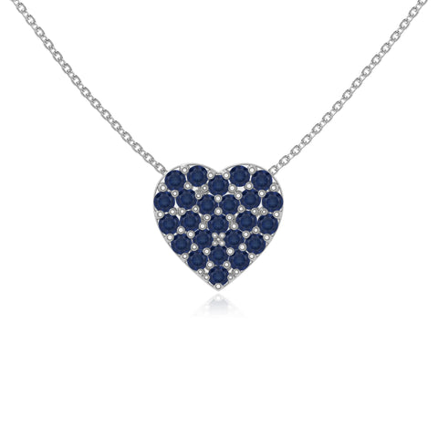 natural blue-sapphire studded heart necklaces in sterling silver 