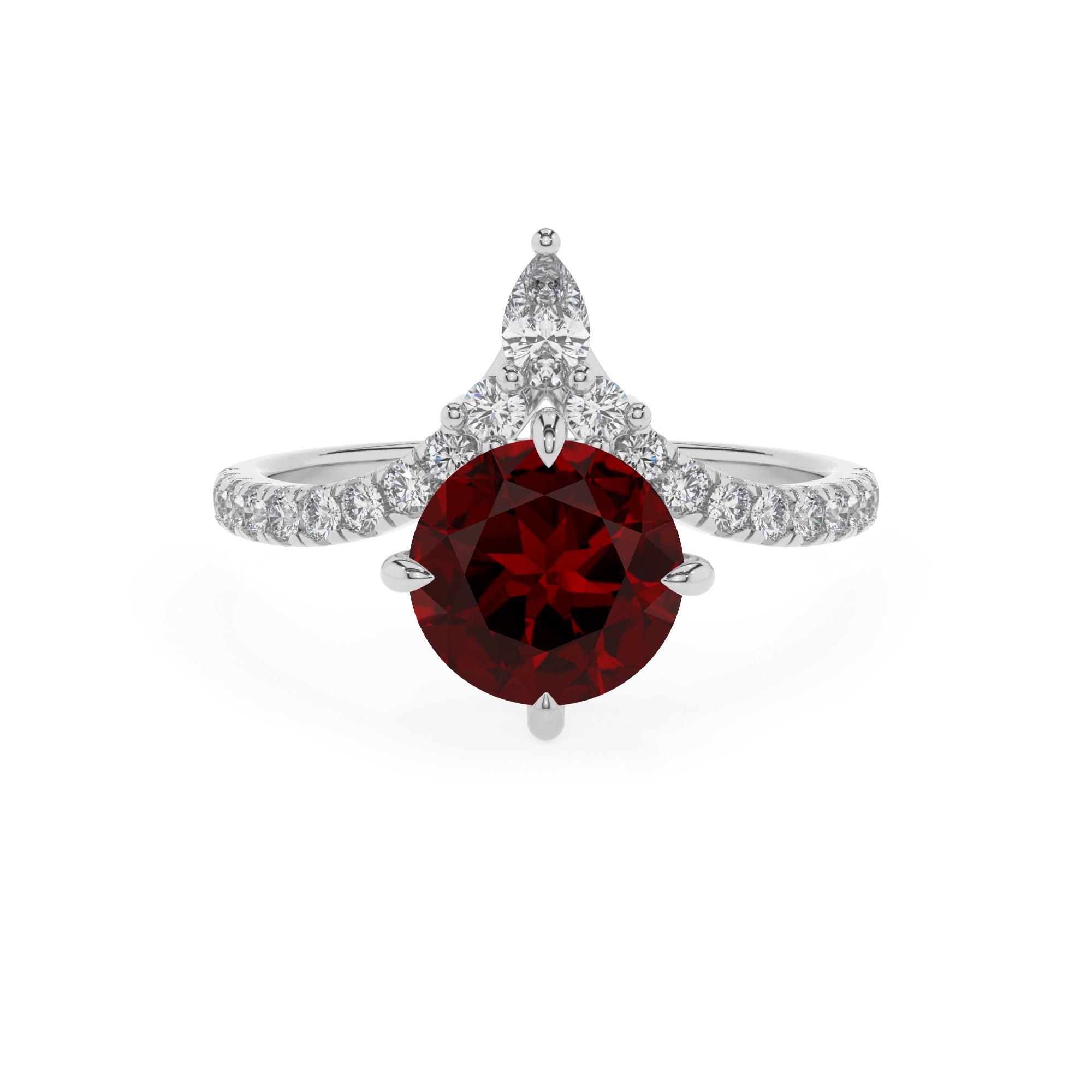 natural garnet round solitaire engagement ring