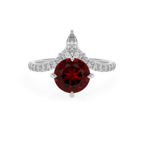 natural garnet round solitaire engagement ring