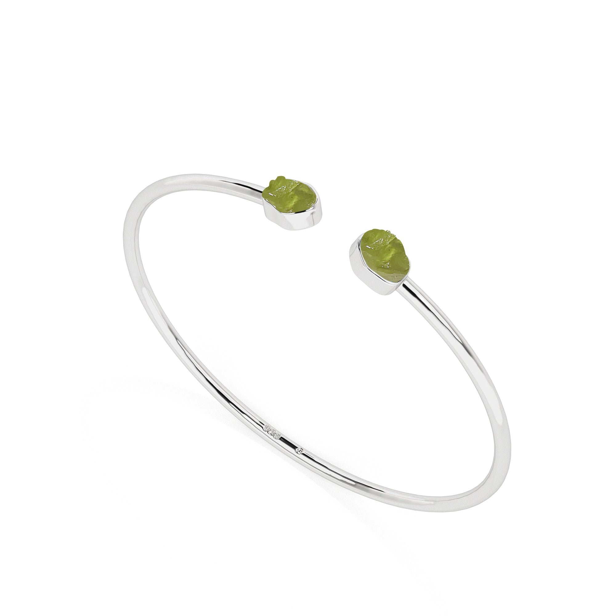 natural peridot rough shape twister bracelet