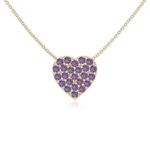 natural amethyst studded heart necklaces in yellow gold vermeil 