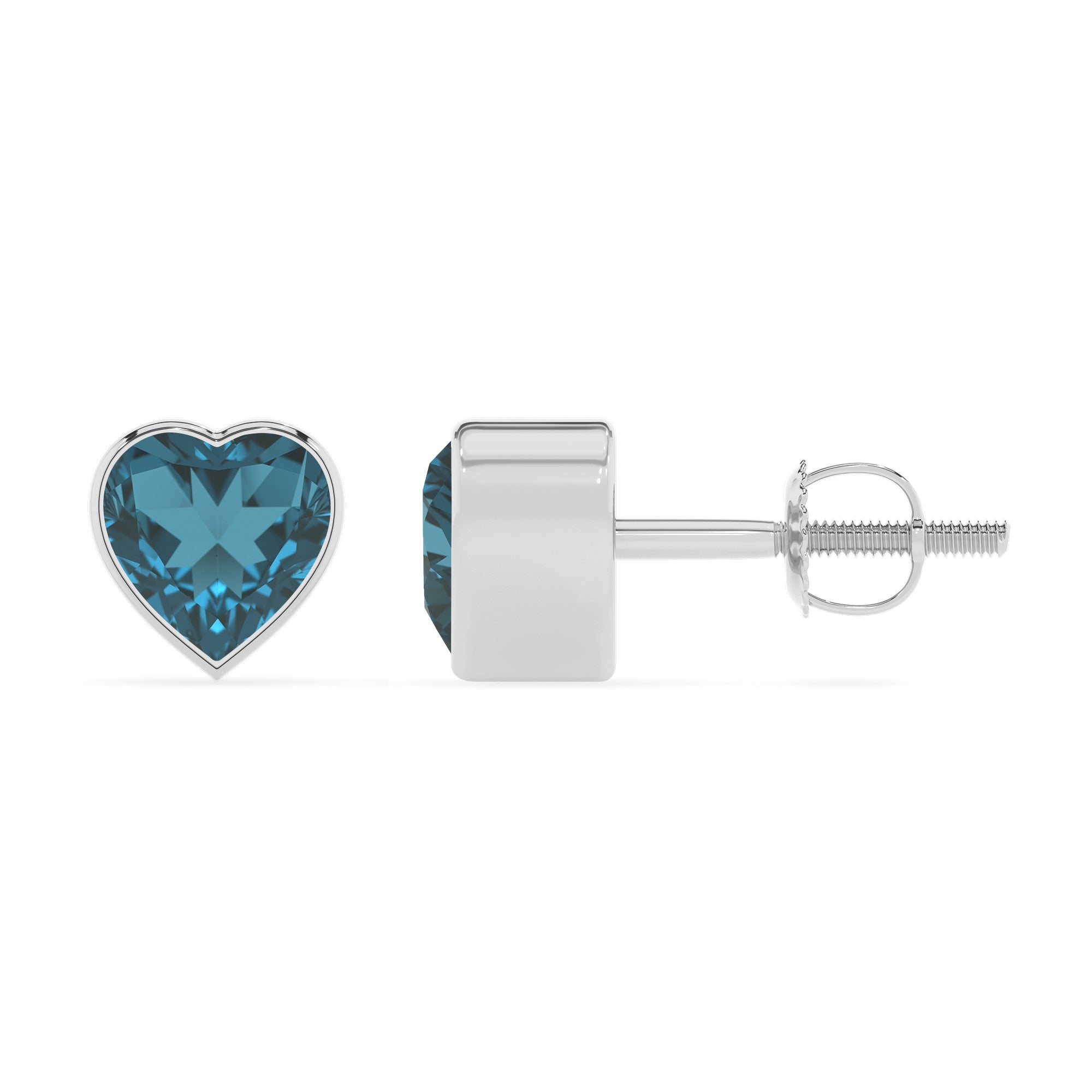 natural london blue topaz heart stud earrings 