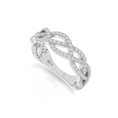 natural moissanite twisted braided wedding band rings in sterling silver 