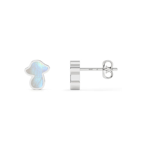 natural rainbow moonstone mushroom shape stud earrings