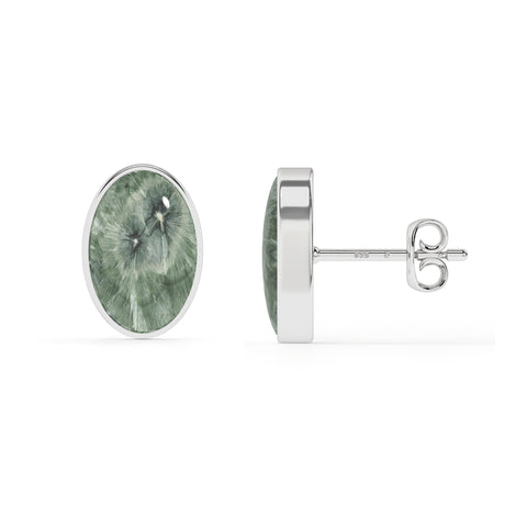 natural seraphinite oval shape stud earrings