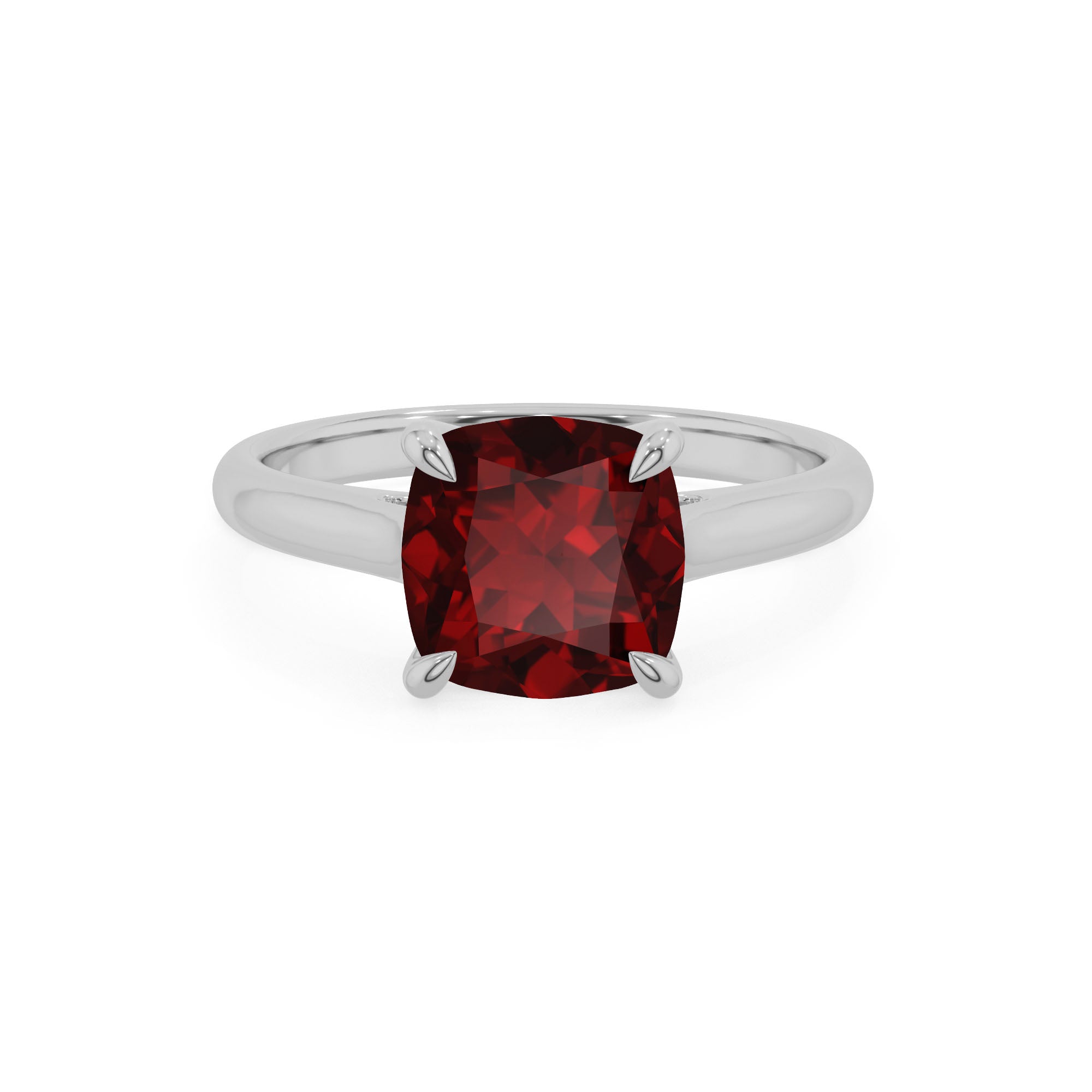 natural garnet cushion solitaire engagement ring